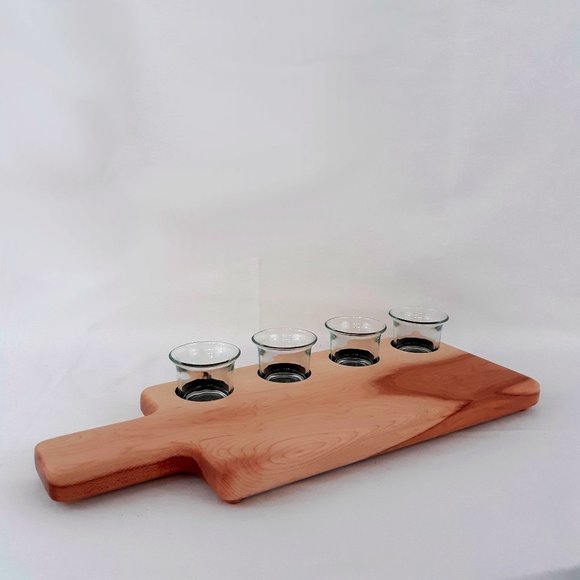 Butter/Charcuterie/Serving Board Handcrafted wi 4 Glass Serving Cups and Spoons - Picture 3 of 8